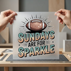 Sundays Sparkle Football Diy Fitness Ready to Press DTF Transfer for Dtf