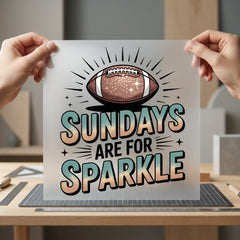Sundays Sparkle Football Diy Fitness Ready to Press DTF Transfer for Dtf