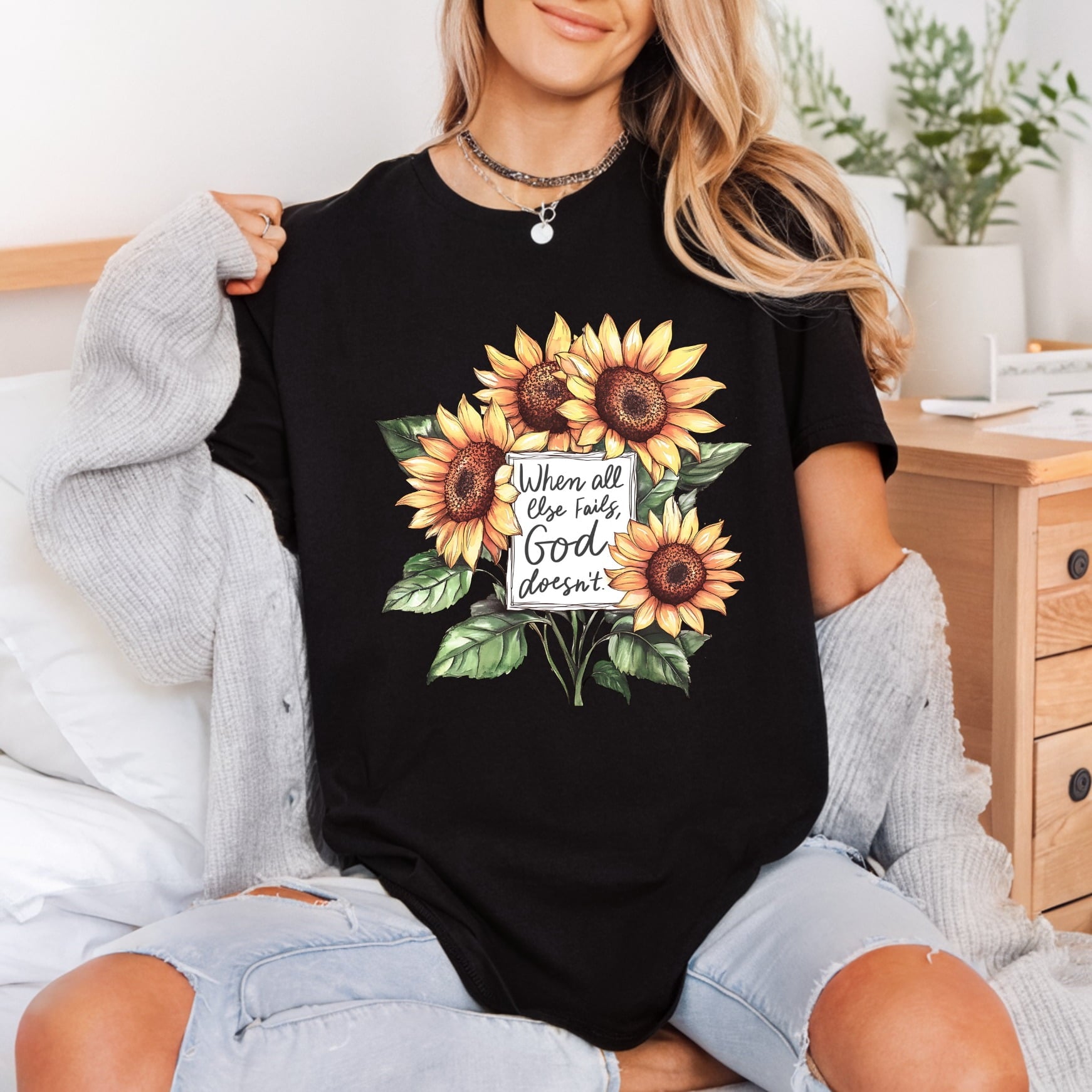 Sunflower Faith Quote Inspiration Christian Faith Ready to Press DTF Transfer for Dtf