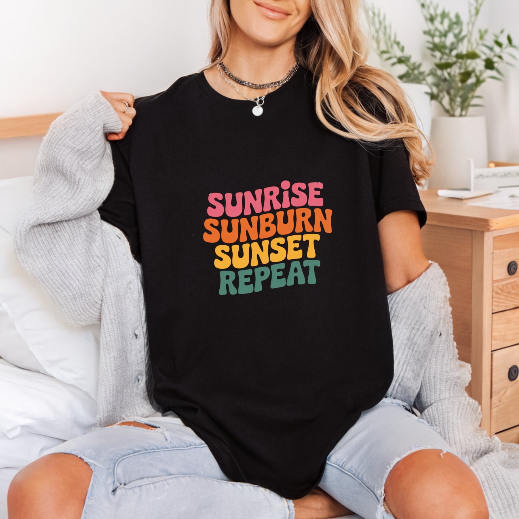 Sunrise Sunburn Sunset Repeat Retro Ready to Press DTF Transfer for Dtf