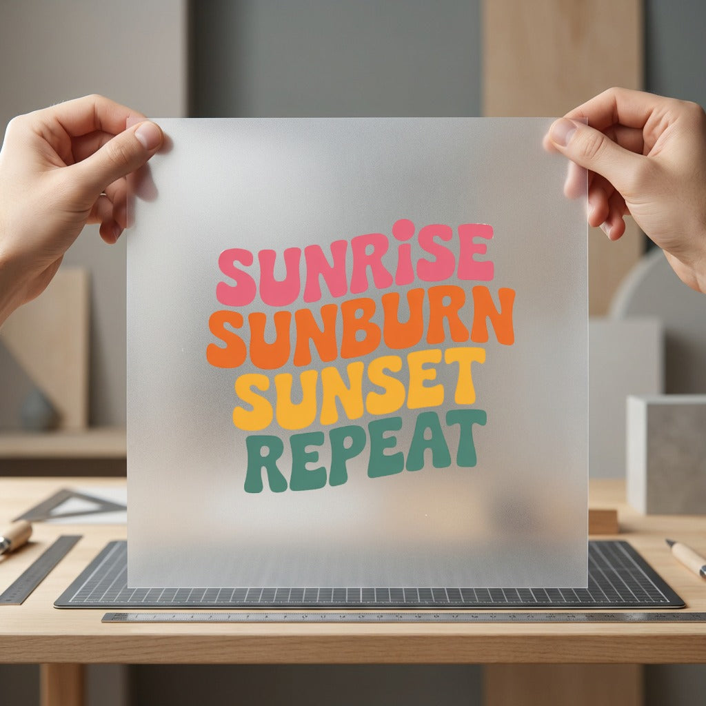 Sunrise Sunburn Sunset Repeat Retro Ready to Press DTF Transfer for Dtf