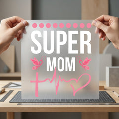 Super Mom Pink Ribbon Mom Ready to Press DTF Transfer for Dtf