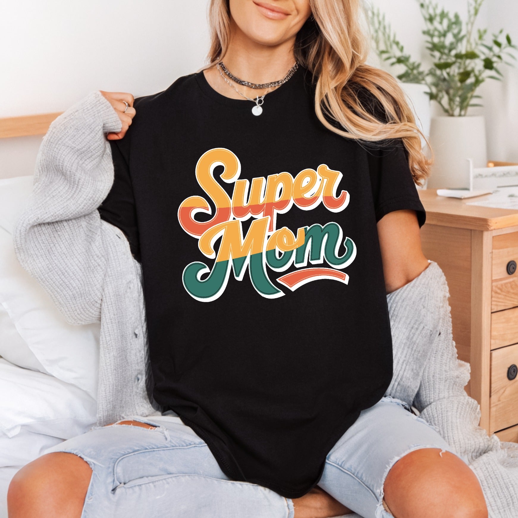 Super Mom Retro Groovy Mom Retro Ready to Press DTF Transfer for Dtf