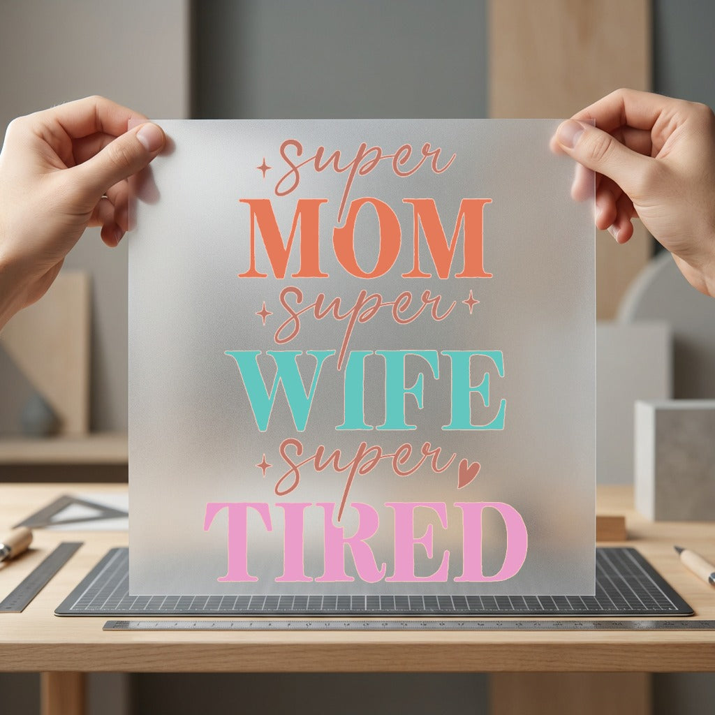 Super Mom Wife Tired Mom Funny Ready to Press DTF Transfer for Dtf