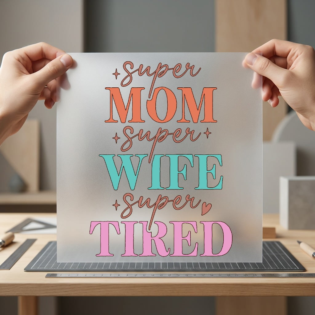 Super Mom Wife Tired Mom Funny Ready to Press DTF Transfer for Dtf