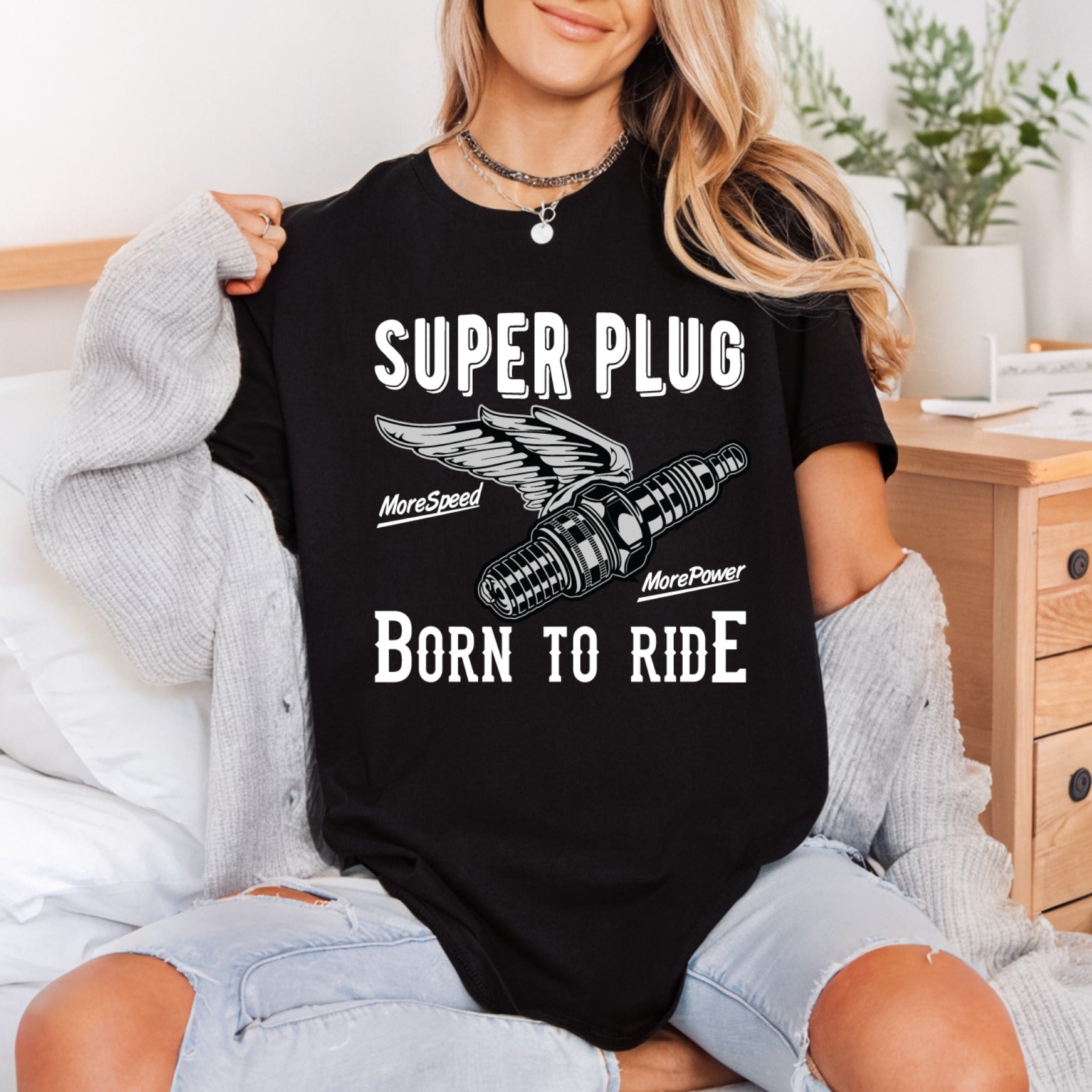 Super Plug Born Ride Usa Vintage Ready to Press DTF Transfer for Dtf