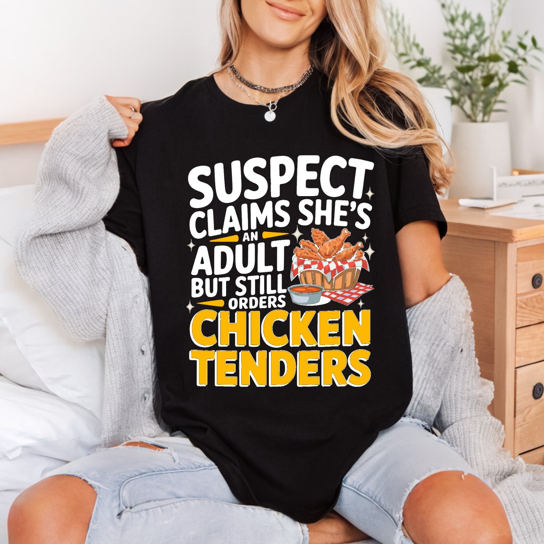 Suspect Claims Adult Chicken Funny Sarcastic Ready to Press DTF Transfer for Dtf