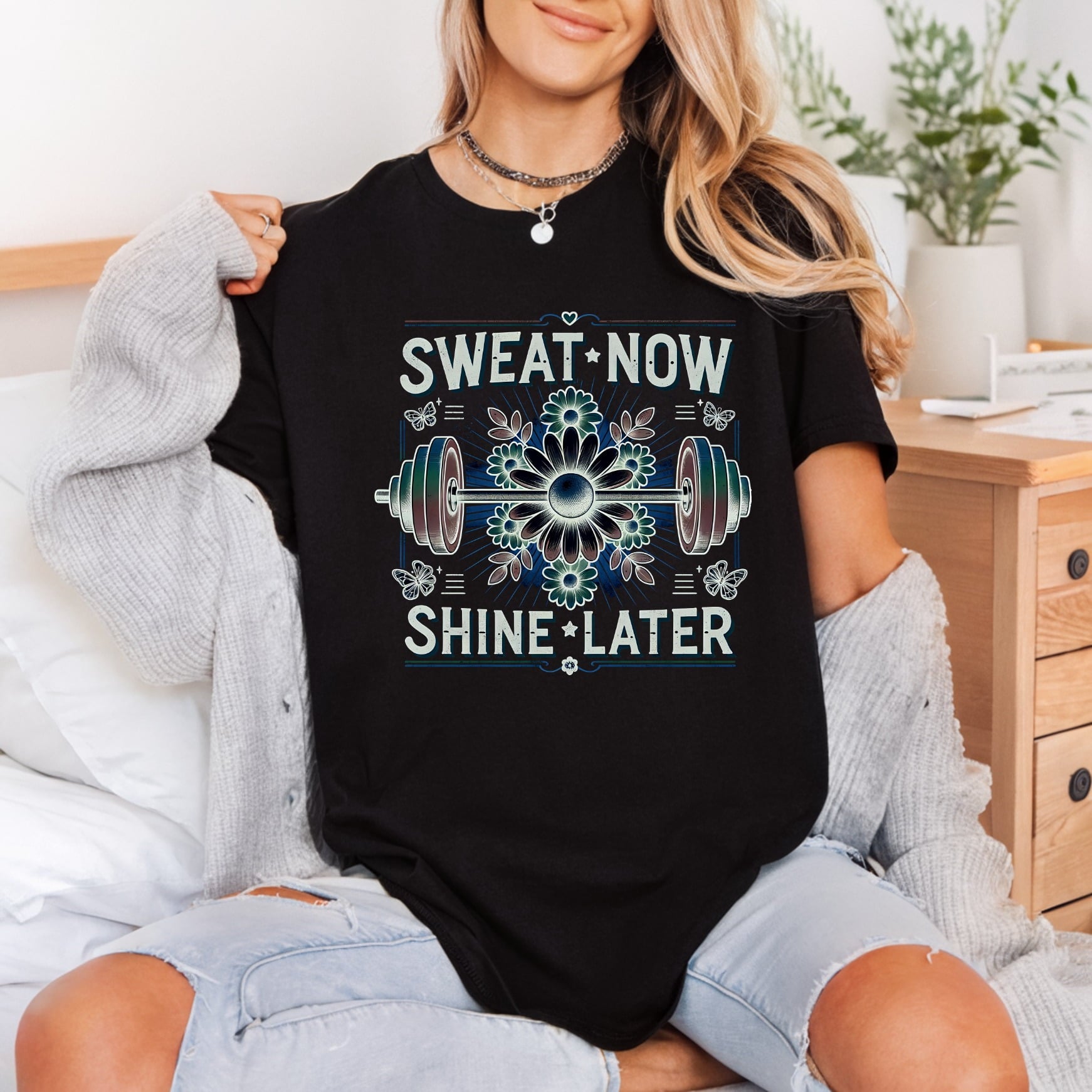 Sweat Now Shine Later Vintage Retro Ready to Press DTF Transfer for Dtf