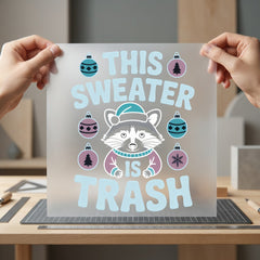 Sweater Trash Raccoon Funny Christmas Funny Ready to Press DTF Transfer for Dtf