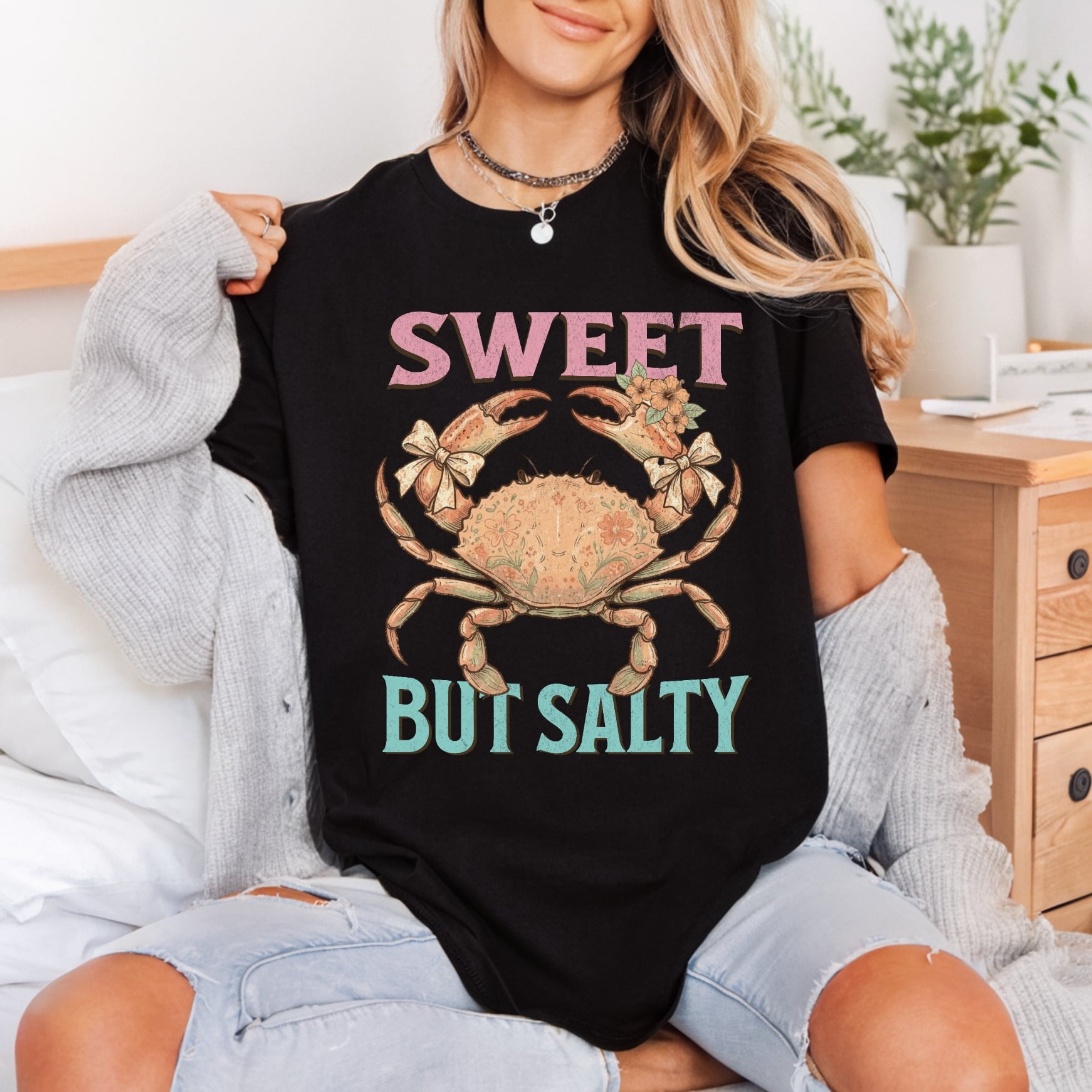 Sweet But Salty Crab Vintage Retro Ready to Press DTF Transfer for Dtf