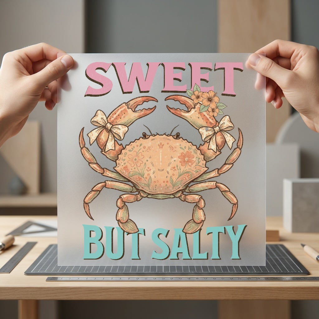 Sweet But Salty Crab Vintage Retro Ready to Press DTF Transfer for Dtf