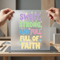 Sweet Strong Faith Retro Christian Faith Ready to Press DTF Transfer for Dtf
