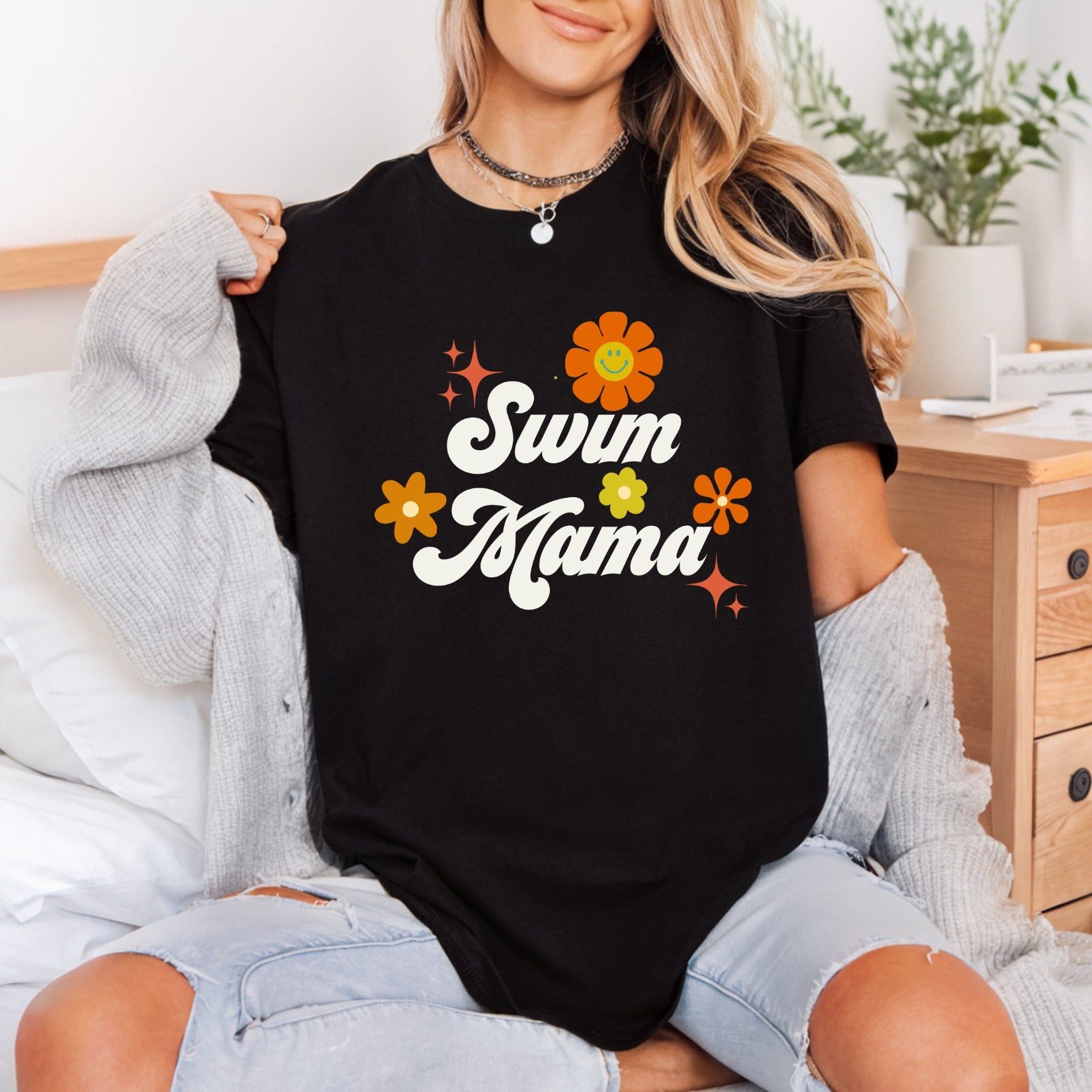 Swim Mama Retro Floral Summer Mom Ready to Press DTF Transfer for Dtf
