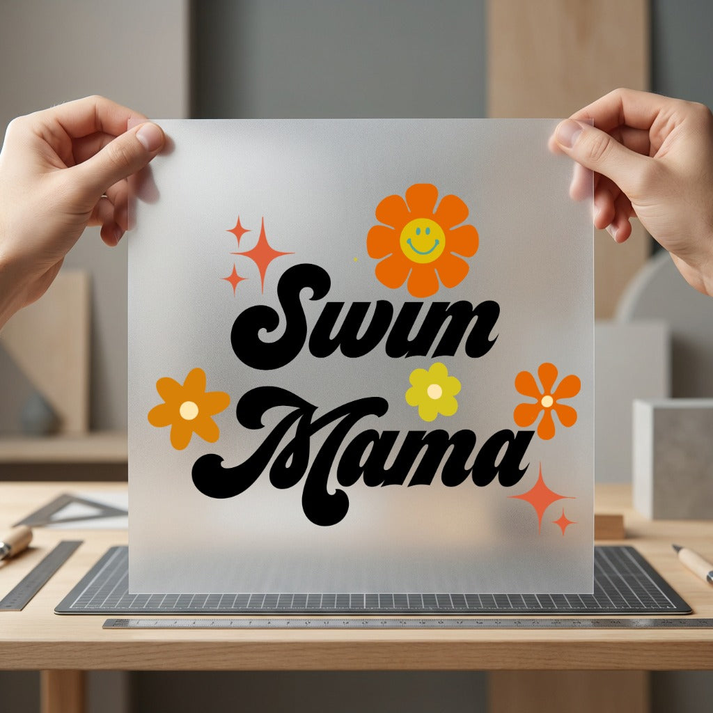 Swim Mama Retro Floral Summer Mom Ready to Press DTF Transfer for Dtf