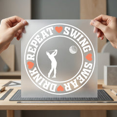 Swing Swear Repeat Golf Dad Funny Ready to Press DTF Transfer for Dtf