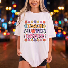 Teach Love Inspire Retro Teacher Retro Ready to Press DTF Transfer for Dtf
