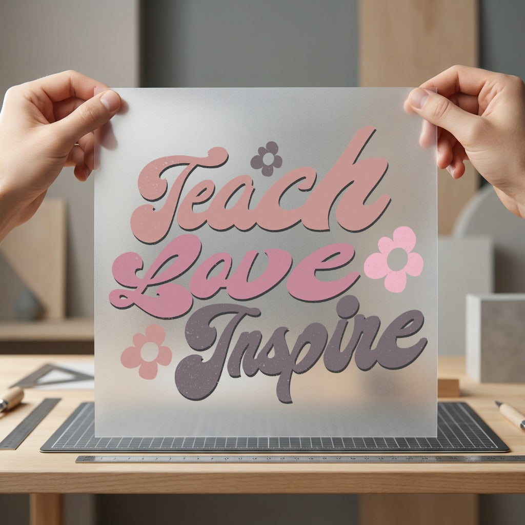 Teach Love Inspire Retro Teacher Vintage Ready to Press DTF Transfer for Dtf
