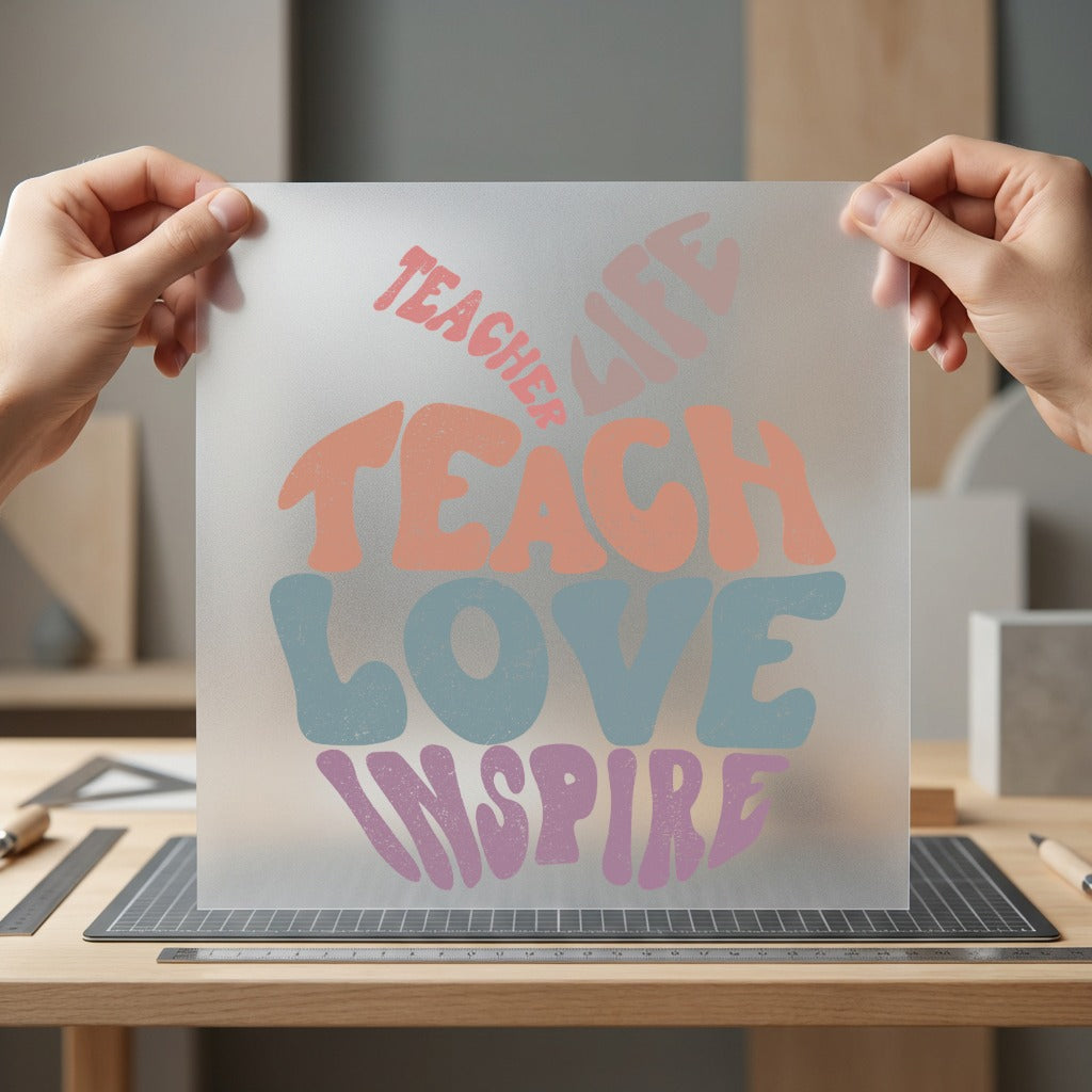 Teach Love Inspire Retro Teacher Vintage Ready to Press DTF Transfer for Dtf