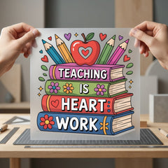 Teaching Heart Work Teacher Teacher Ready to Press DTF Transfer for Dtf