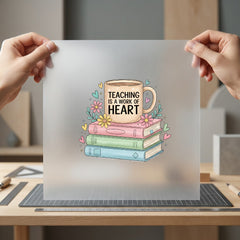 Teaching Work Heart Teacher Teacher Ready to Press DTF Transfer for Dtf