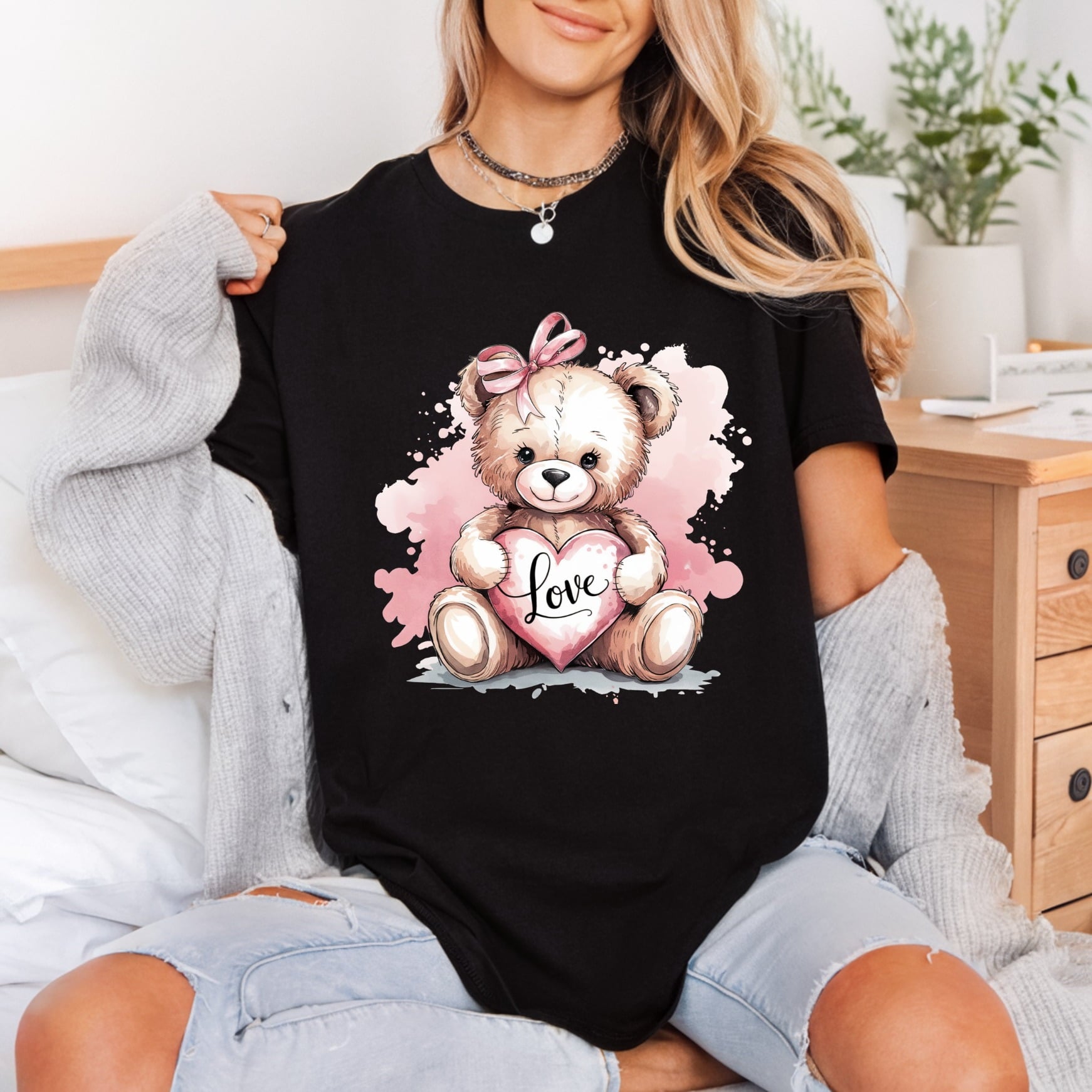 Teddy Bear Love Kawaii Valentine Ready to Press DTF Transfer for Dtf