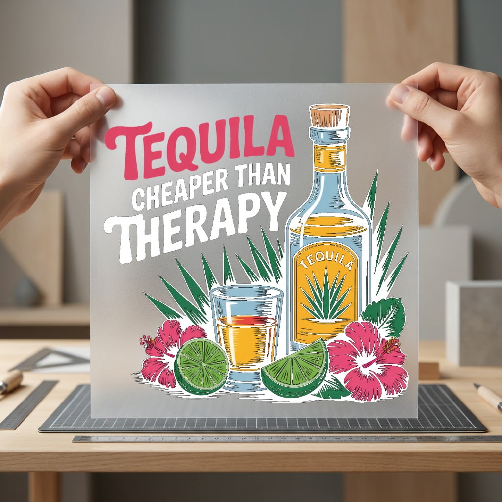 Tequila Cheaper Than Therapy Funny Sarcastic Ready to Press DTF Transfer for Dtf
