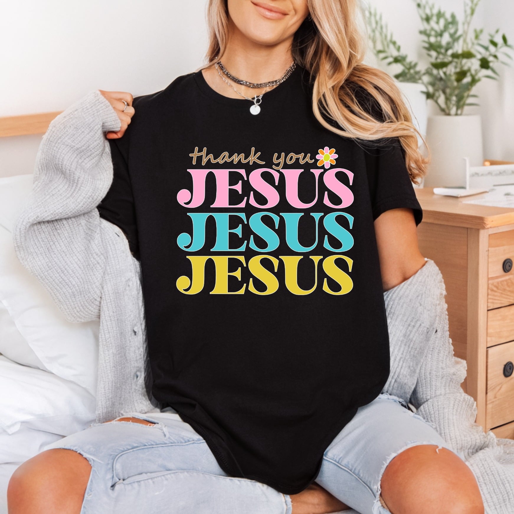 Thank You Jesus Retro Christian Faith Ready to Press DTF Transfer for Dtf