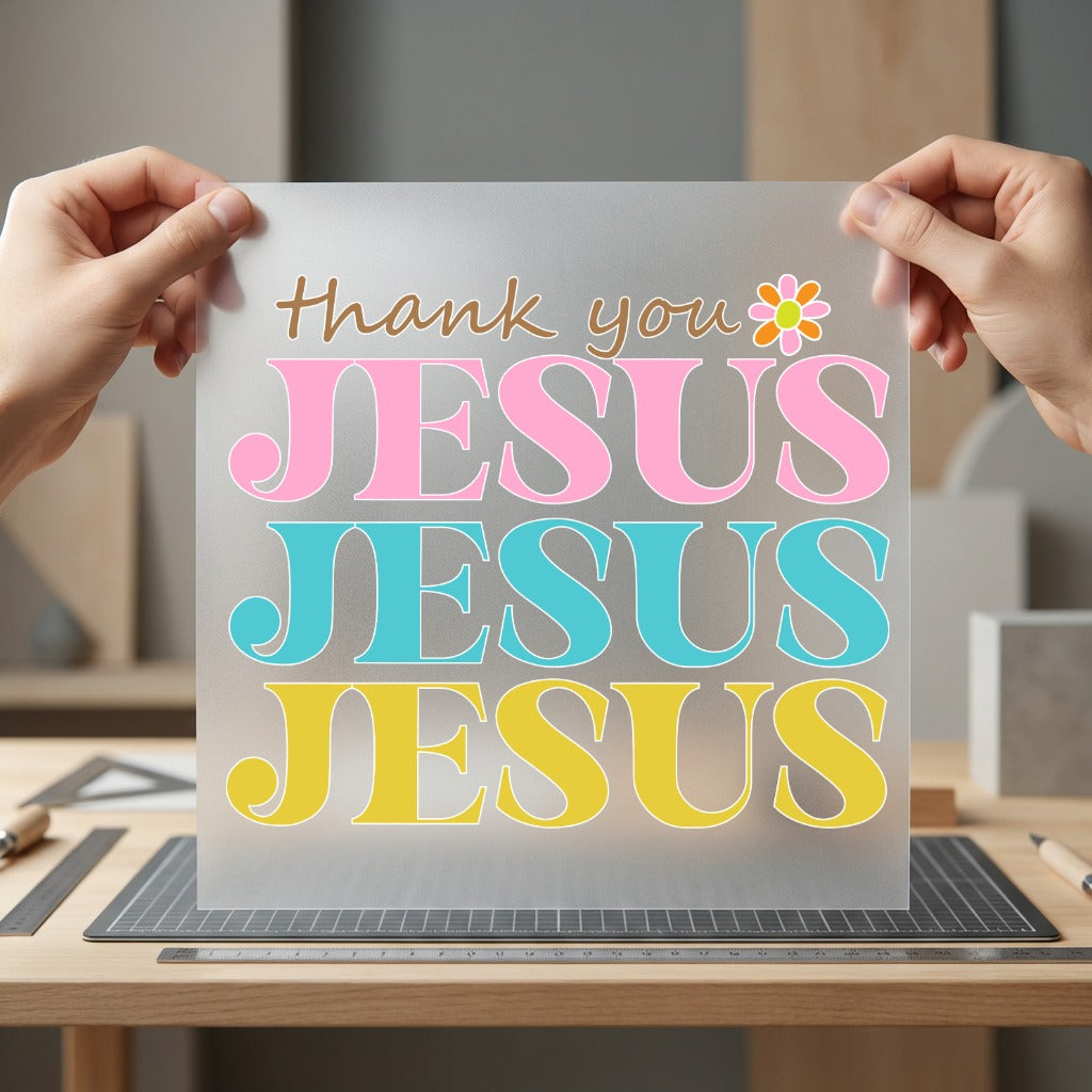 Thank You Jesus Retro Christian Faith Ready to Press DTF Transfer for Dtf