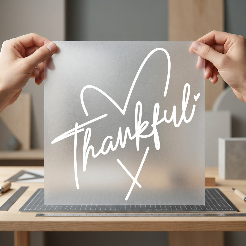 Thankful Heart Script Casual Thanksgiving Aesthetic Ready to Press DTF Transfer for Dtf