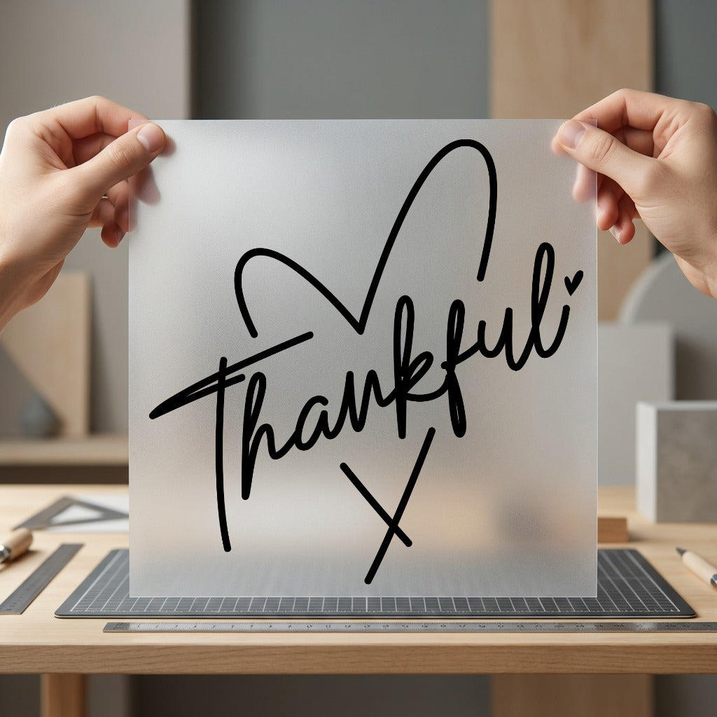Thankful Heart Script Casual Thanksgiving Aesthetic Ready to Press DTF Transfer for Dtf