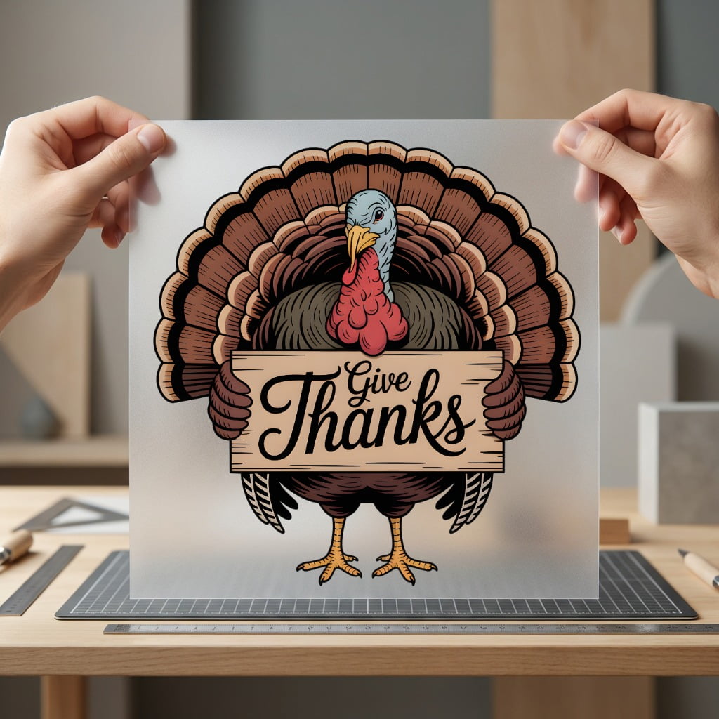 Thanksgiving Turkey Give Thanks Thanksgiving Fall Ready to Press DTF Transfer for Dtf