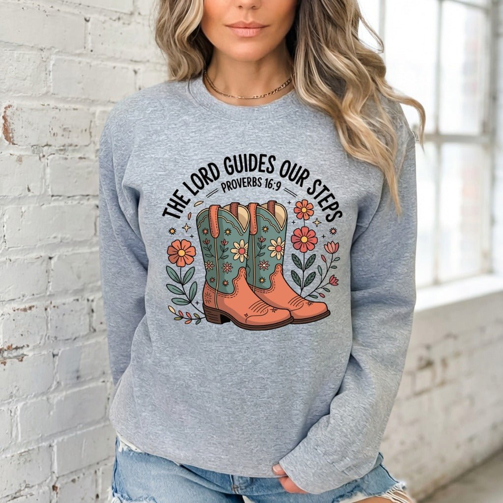 The Lord Guides Our Steps | Western Faith Sweatshirt - Luckets.com