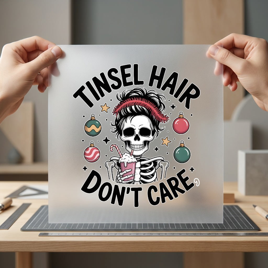 Tinsel Hair Don Care Christmas Ready to Press DTF Transfer for Dtf