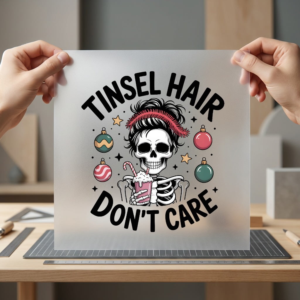 Tinsel Hair Don Care Christmas Ready to Press DTF Transfer for Dtf