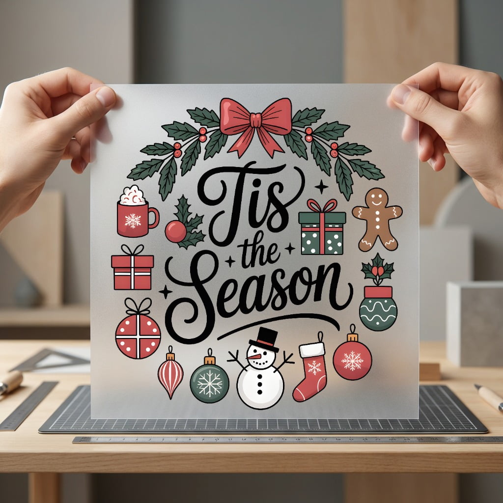 Tis Season Christmas Wreath Christmas Winter Ready to Press DTF Transfer for Dtf