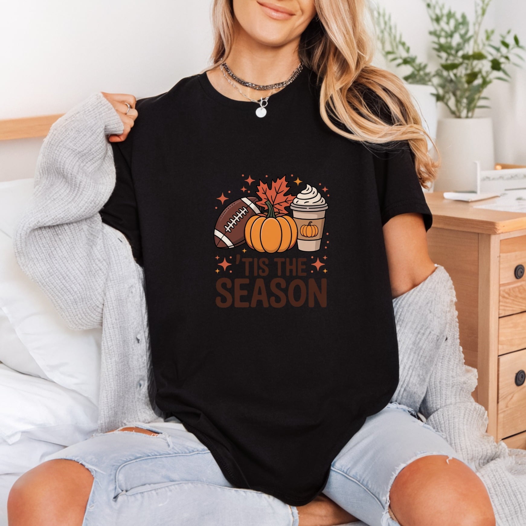 Tis Season Fall Autumn Thanksgiving Fall Ready to Press DTF Transfer for Dtf