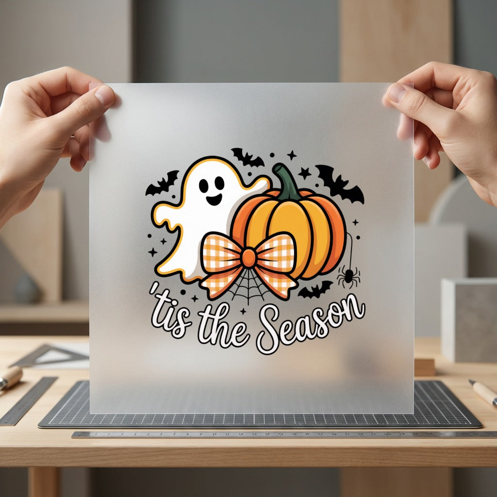 Tis Season Ghost Pumpkin Halloween Funny Ready to Press DTF Transfer for Dtf