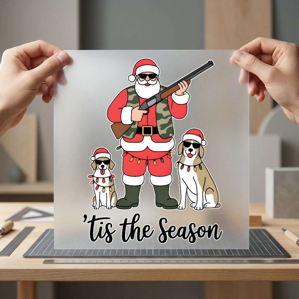 Tis Season Hunting Santa Christmas Mom Ready to Press DTF Transfer for Dtf
