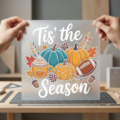 Tis Season Pumpkins Fall Halloween Thanksgiving Ready to Press DTF Transfer for Dtf
