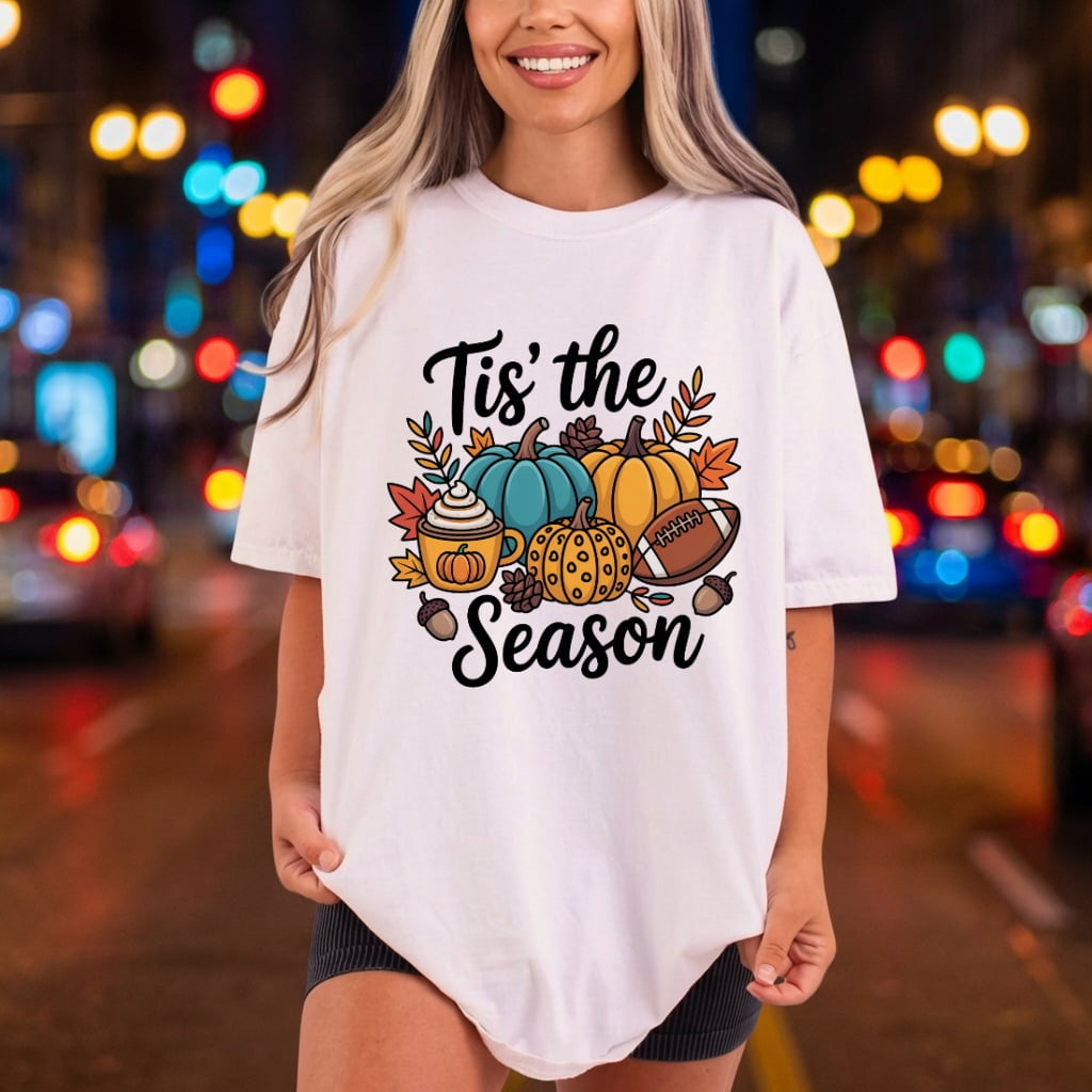 Tis Season Pumpkins Fall Halloween Thanksgiving Ready to Press DTF Transfer for Dtf