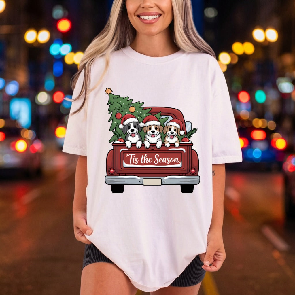 Tis Season Puppies Christmas Christmas Mom Ready to Press DTF Transfer for Dtf