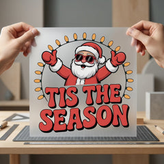 Tis Season Santa Retro Christmas Retro Ready to Press DTF Transfer for Dtf
