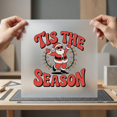 Tis Season Santa Retro Christmas Retro Ready to Press DTF Transfer for Dtf