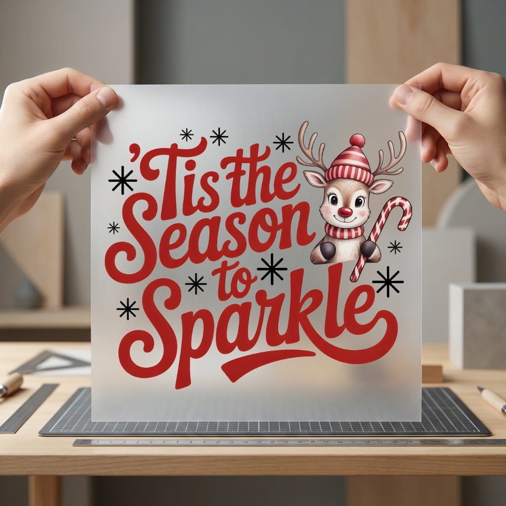 Tis Season Sparkle Reindeer Christmas Ready to Press DTF Transfer for Dtf