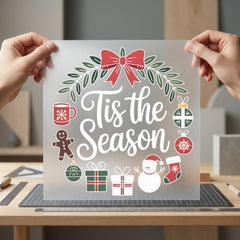 Tis Season Wreath Christmas Christmas Ready to Press DTF Transfer for Dtf