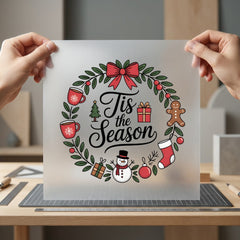 Tis Season Wreath Holiday Christmas Ready to Press DTF Transfer for Dtf