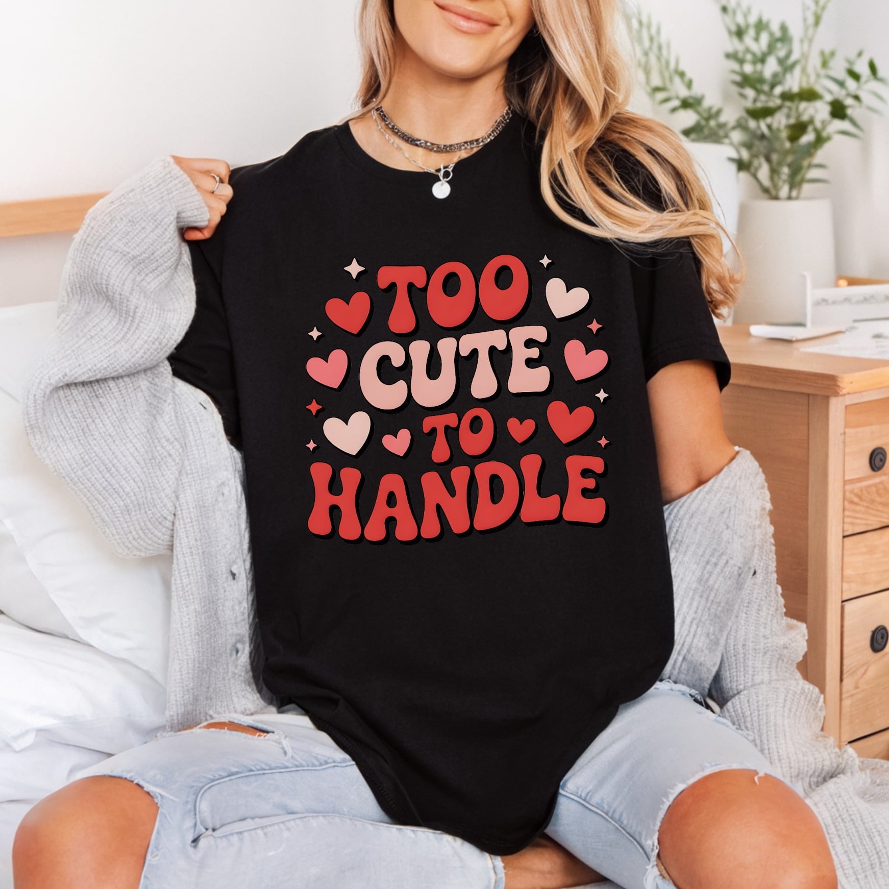 Too Handle Retro Hearts Valentine Funny Ready to Press DTF Transfer for Dtf