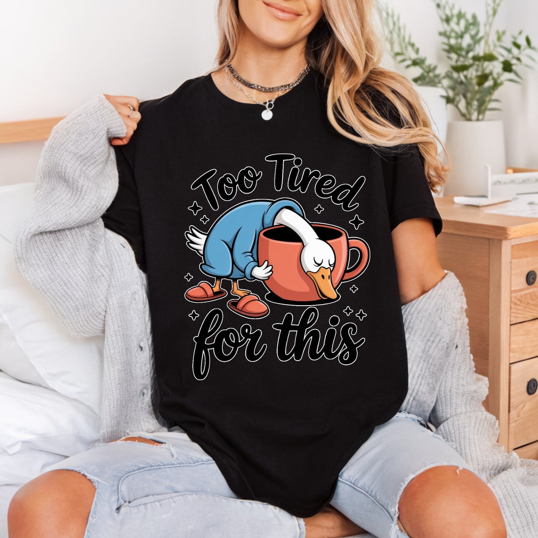 Too Tired Goose Funny Funny Sarcastic Ready to Press DTF Transfer for Dtf