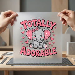 Totally Adorable Elephant Kawaii Mom Ready to Press DTF Transfer for Dtf