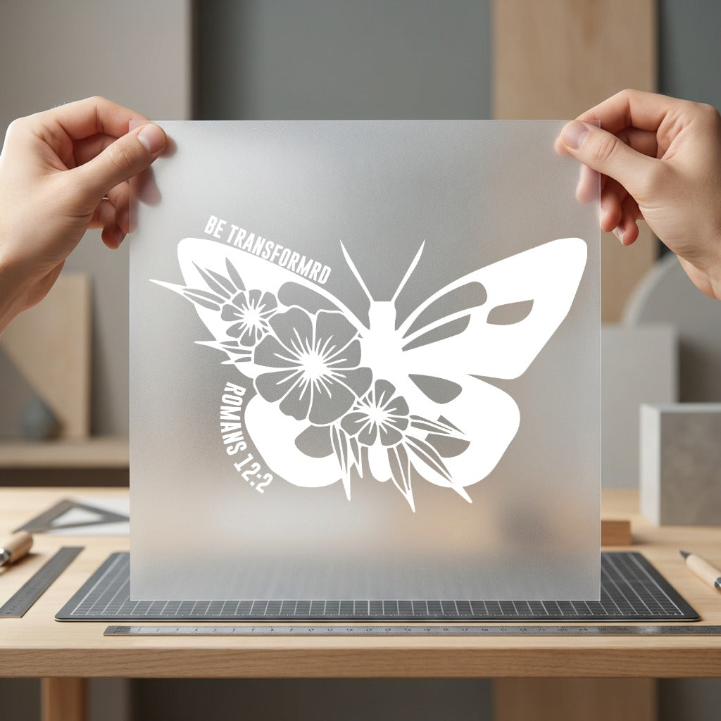 Transformed Butterfly Floral Scripture Christian Faith Ready to Press DTF Transfer for Dtf